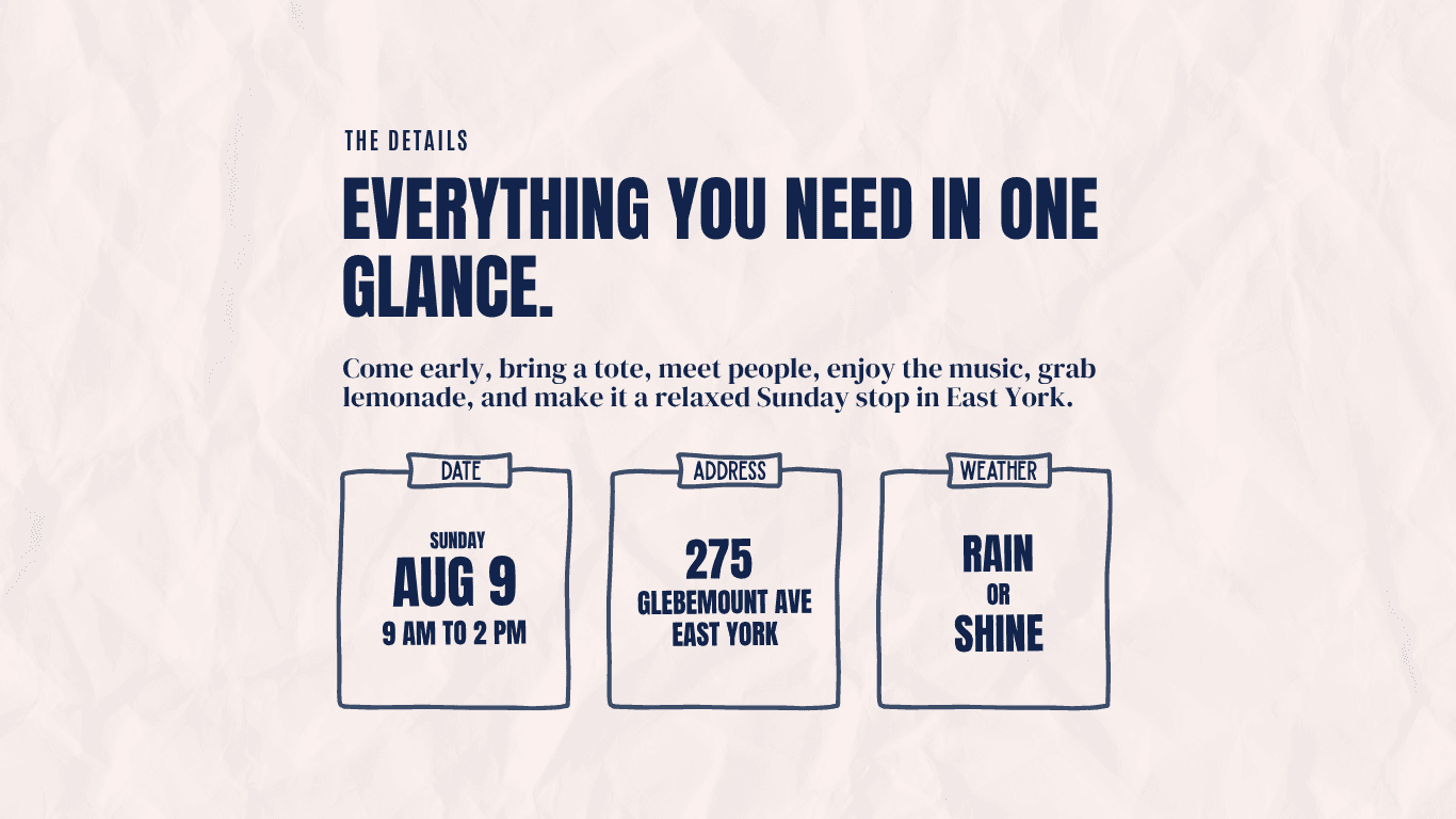 East End Vintage Sale — The Details: date, address and weather at a glance