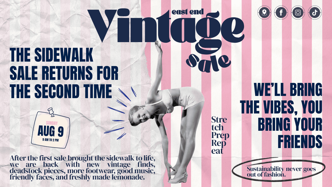 East End Vintage Sale — A bold retro event microsite and brand system for a Toronto sidewalk vintage sale.