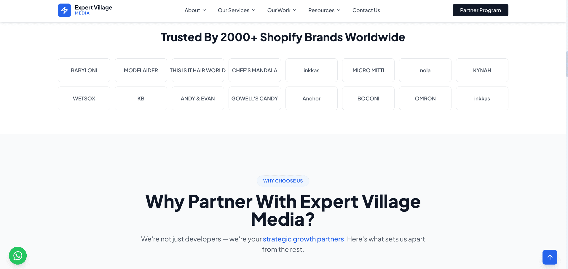 Expert Village Media — portfolio of client Shopify stores