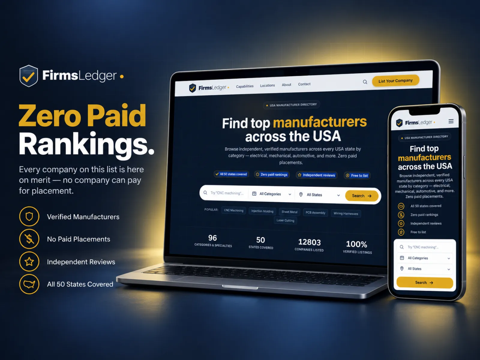 FirmsLedger — A US manufacturer directory built for programmatic SEO — browse verified manufacturers by category and state.