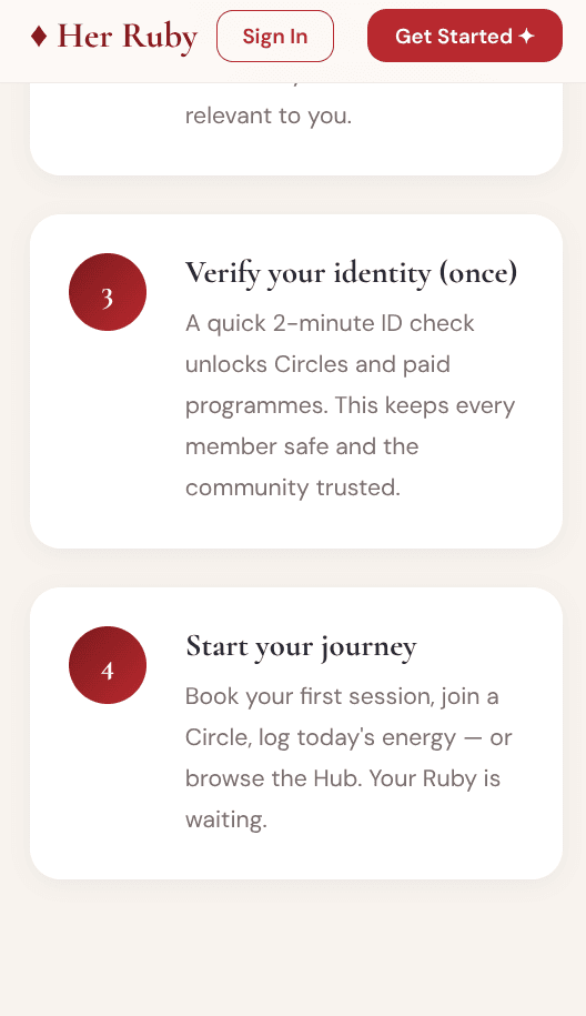 Herruby — community and peer connection features