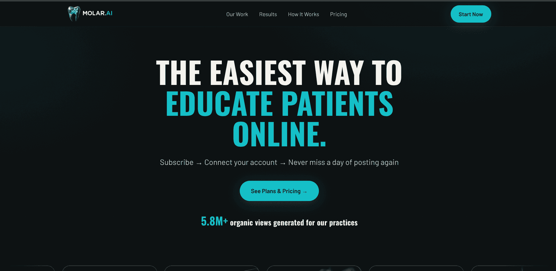 Molar AI — homepage hero: The Easiest Way to Educate Patients Online