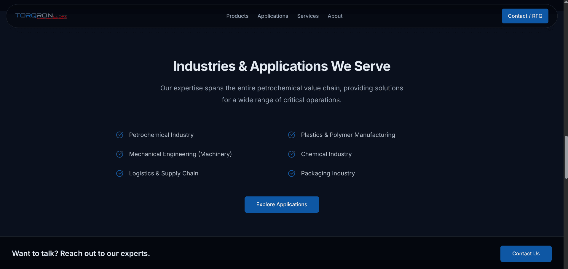 Torqron — applications across petrochemical sectors