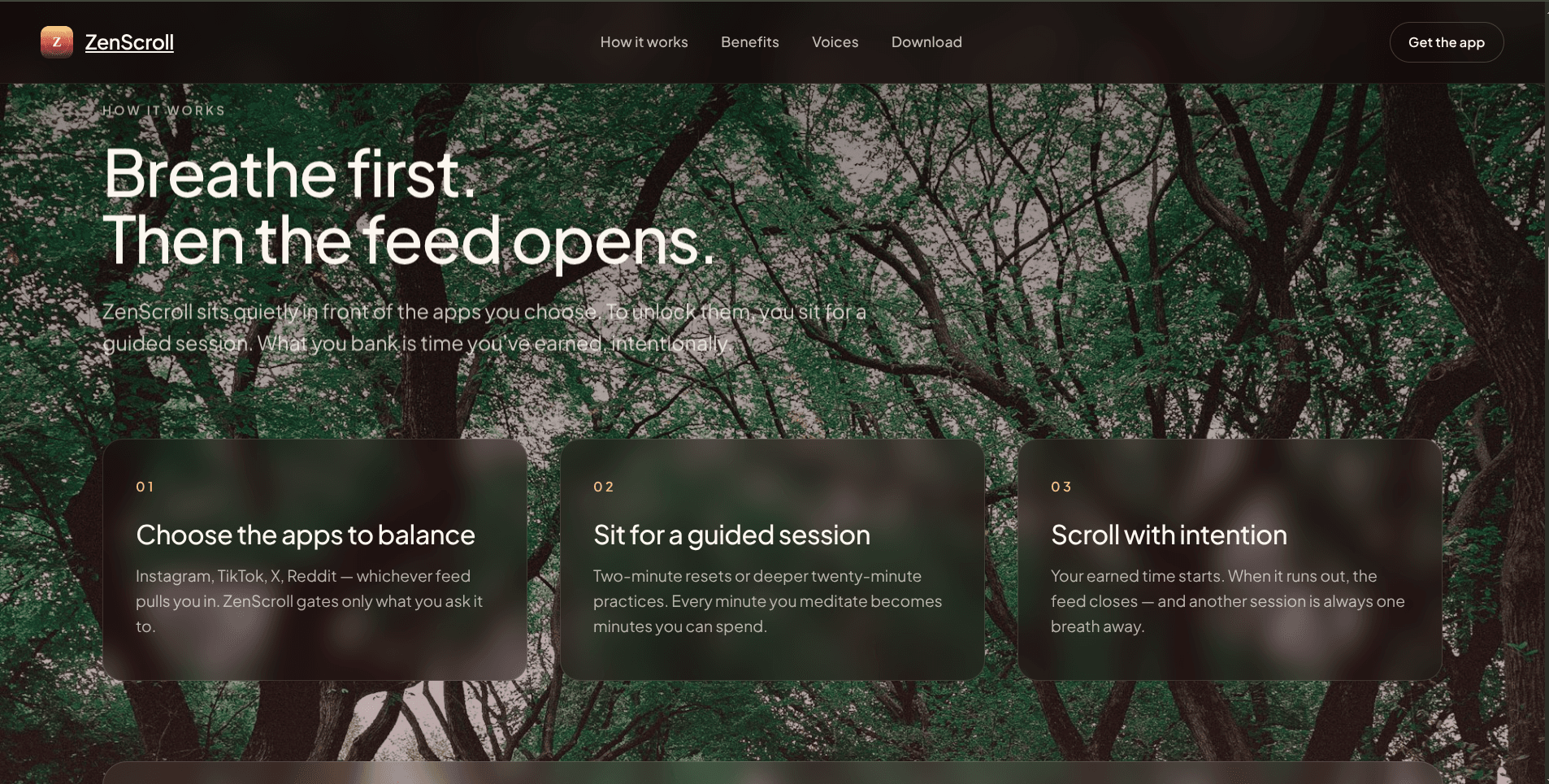 ZenScroll — How it works: Breathe first. Then the feed opens.