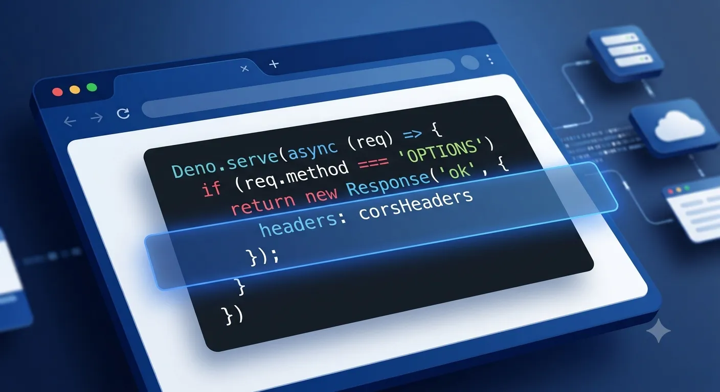 Deno.serve handler checking for an OPTIONS request and returning the corsHeaders