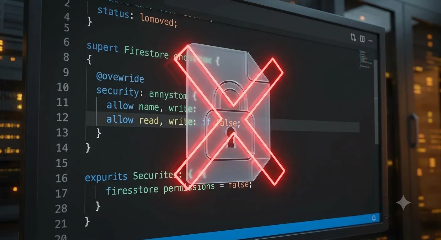 Firestore security rules code with a locked 