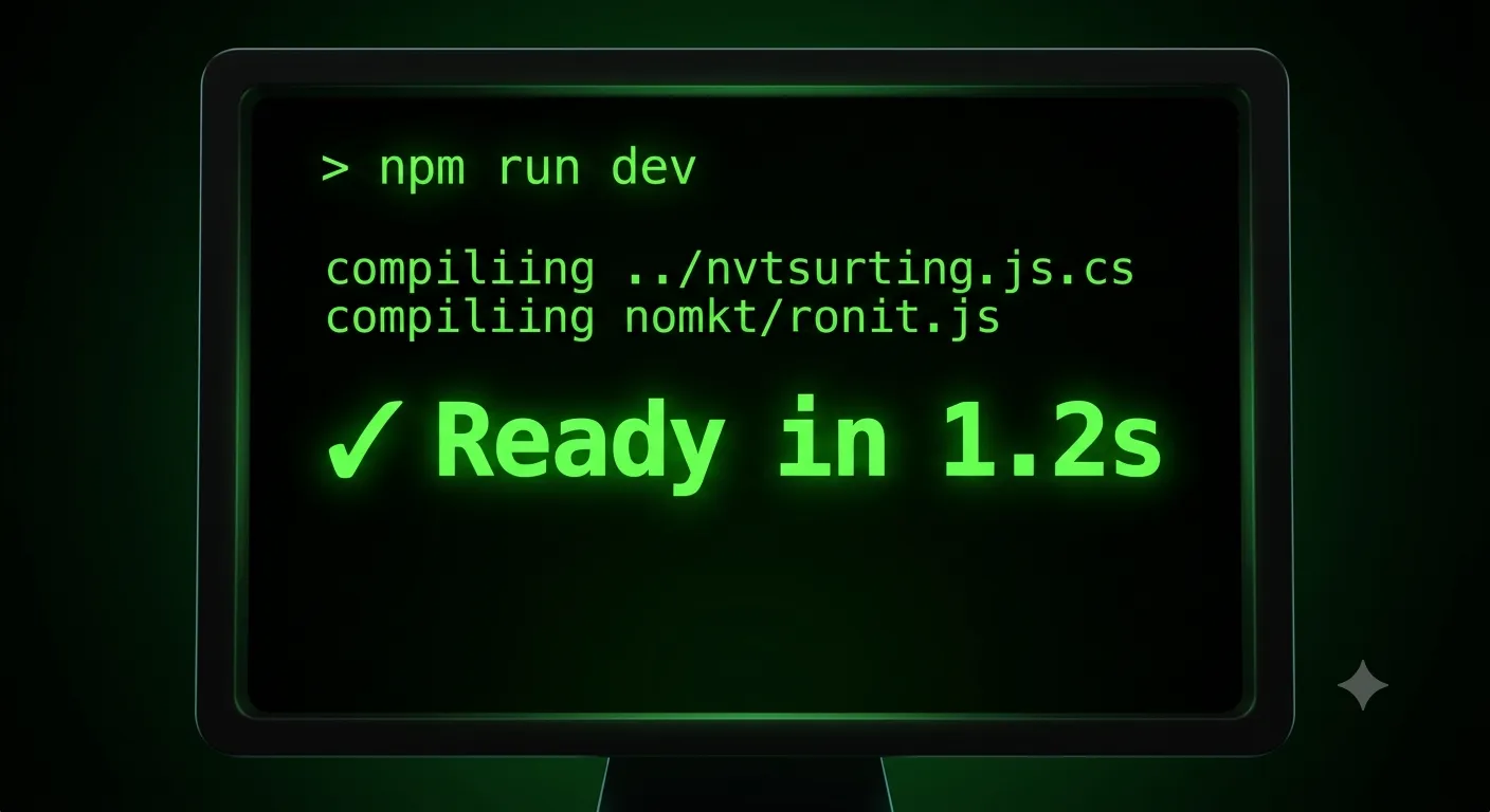 Terminal showing npm run dev restarted and ready after the next.config.js change