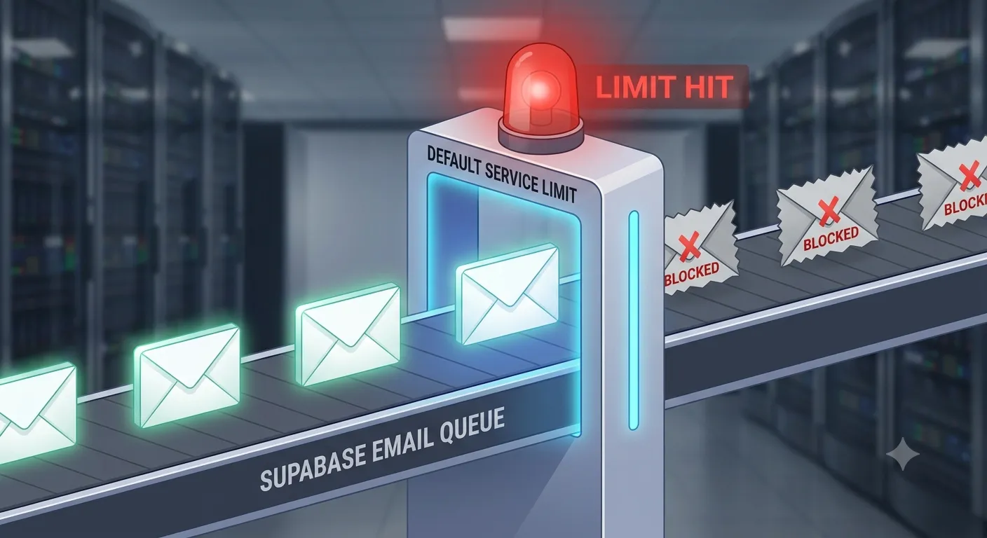 Supabase email queue hitting the default service limit and blocking outgoing emails