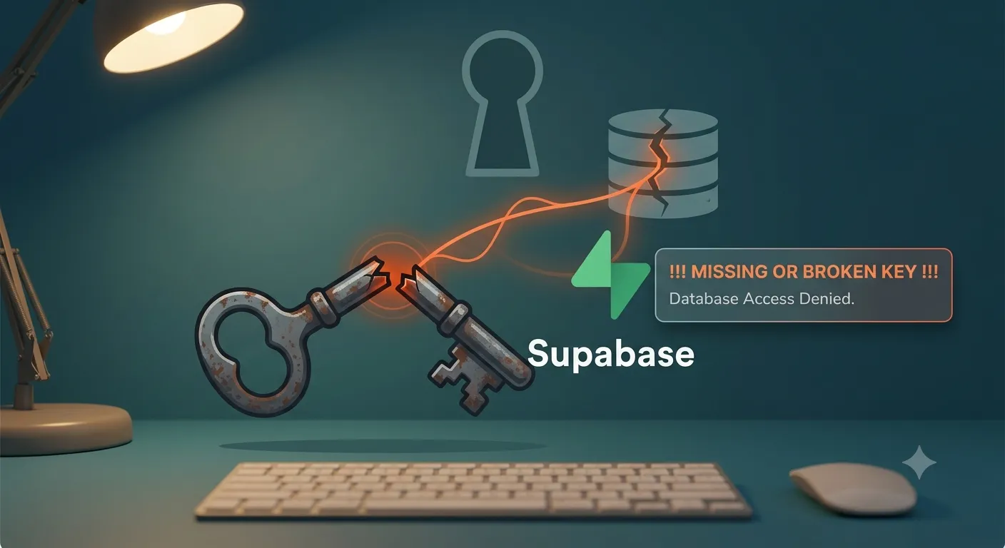 Broken or missing Supabase API key causing 